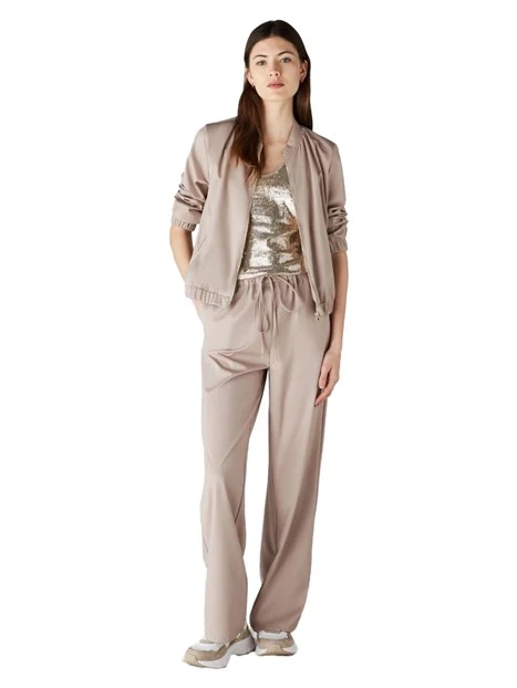 PANTALONI PALAZZO IN TESSUTO TECNICO DONNA BEIGE