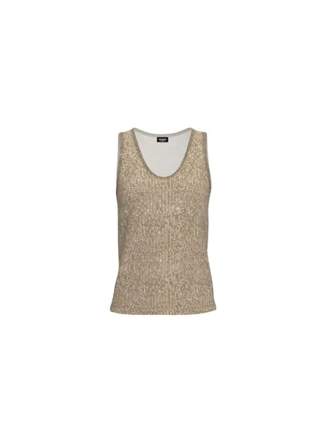 TOP CON PAILLETTES ELASTICO DONNA BEIGE