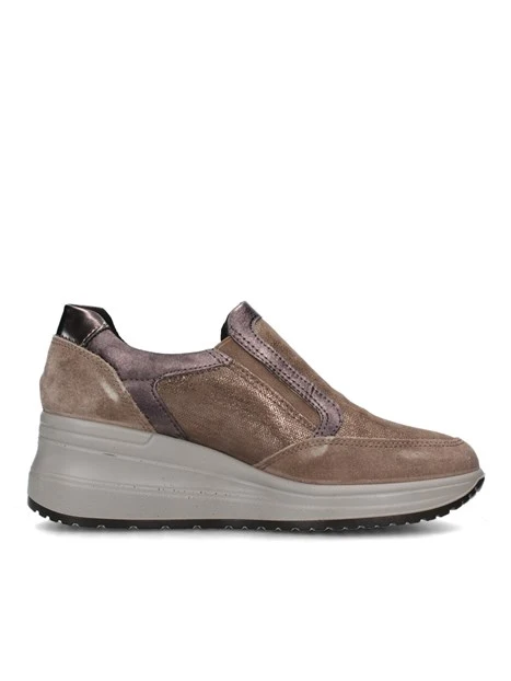 SNEAKERS SLIP ON CON CERNIERA DONNA BEIGE