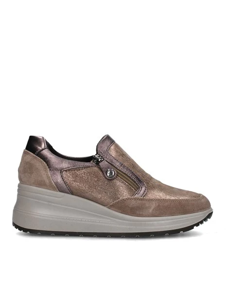 SNEAKERS SLIP ON CON CERNIERA DONNA BEIGE