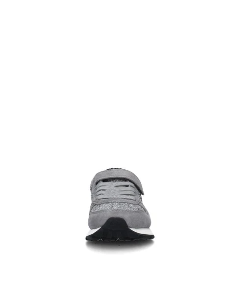 SNEAKERS BASSE ALLY GLITTER CON STRAPPO BAMBINA GRIGIO