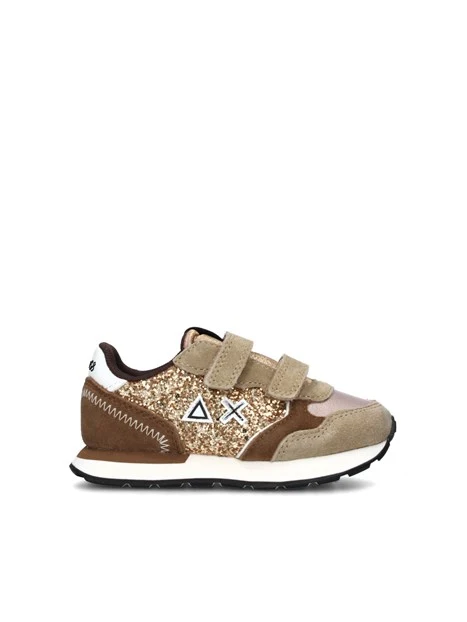 SNEAKERS BASSE ALLY BIG GLITTER DOPPIO STRAPPO BAMBINA ORO