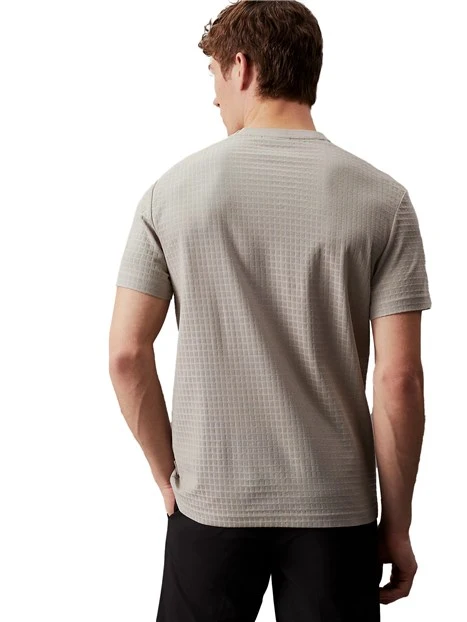 T-SHIRT MANICA CORTA CON GRIGLIA IN JACQUARD UOMO GRIGIO