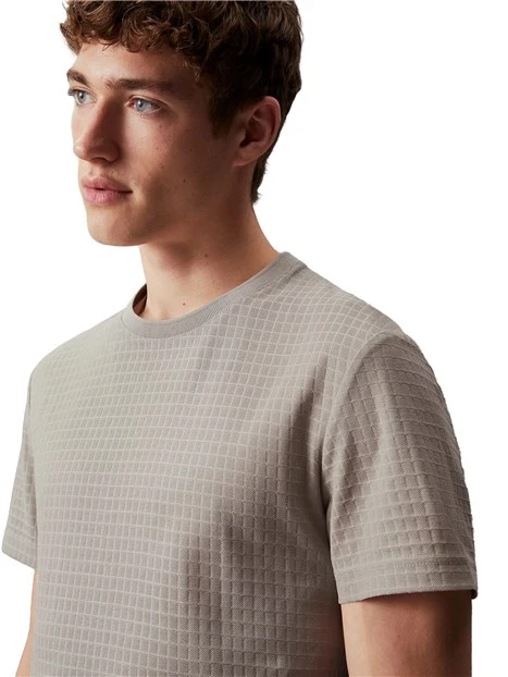 T-SHIRT MANICA CORTA CON GRIGLIA IN JACQUARD UOMO GRIGIO