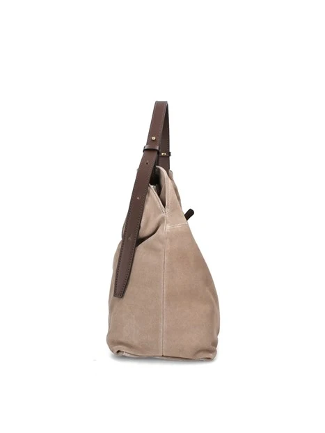 BORSA A SPALLA IN CAMOSCIO DONNA BEIGE