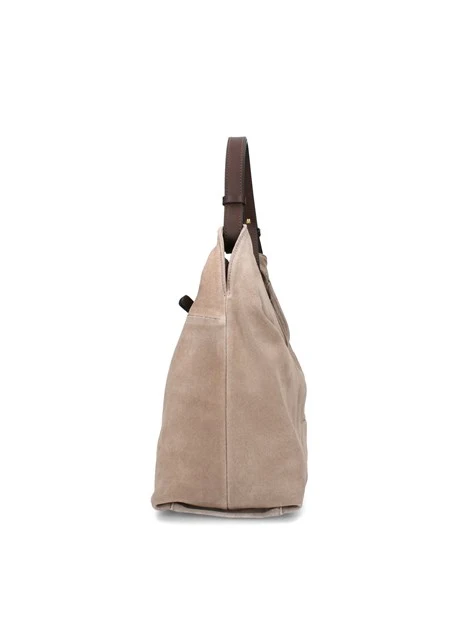 BORSA A SPALLA IN CAMOSCIO DONNA BEIGE