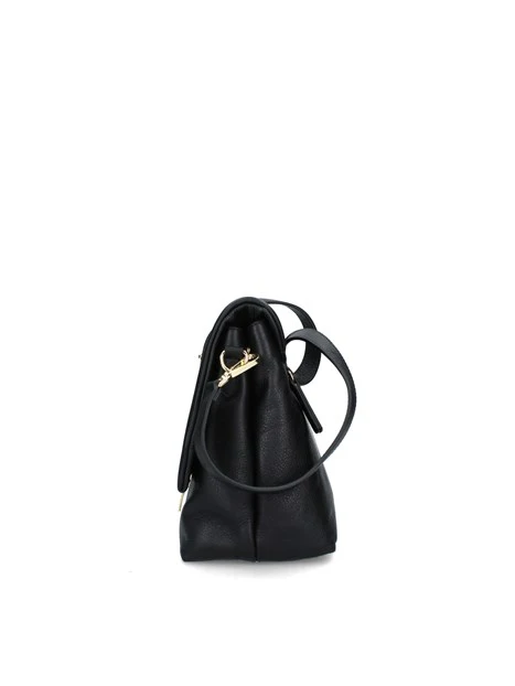 BORSA A SPALLA MOUSSE CON CLIP DORATA DONNA NERO