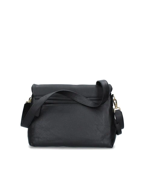 BORSA A SPALLA MOUSSE CON CLIP DORATA DONNA NERO