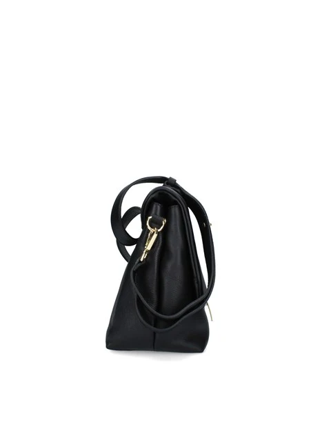 BORSA A SPALLA MOUSSE CON CLIP DORATA DONNA NERO