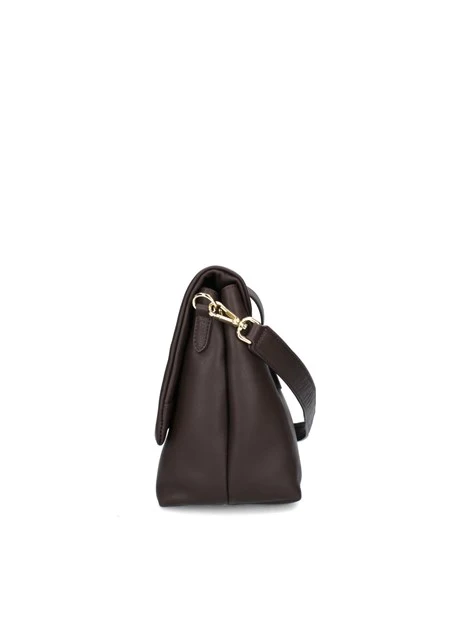 BORSA A SPALLA MOUSSE CON CLIP DORATA DONNA MARRONE