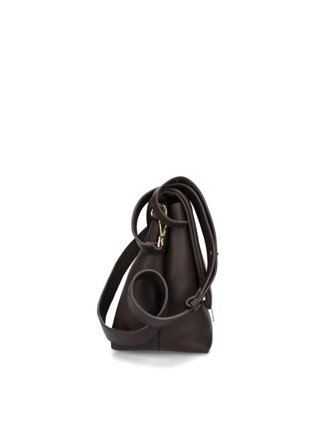 BORSA A SPALLA MOUSSE CON CLIP DORATA DONNA MARRONE