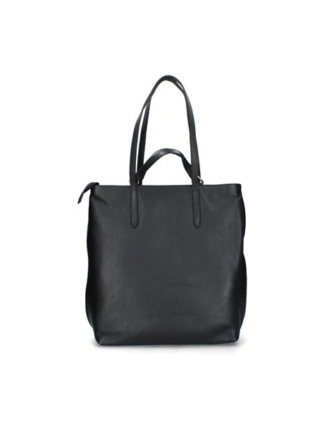 BORSA SHOPPING IN PELLE DONNA NERO