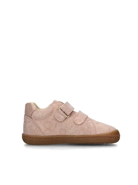 SNEAKERS BASSE CON STRAPPI E FANTASIA A CUORI BAMBINA ROSA