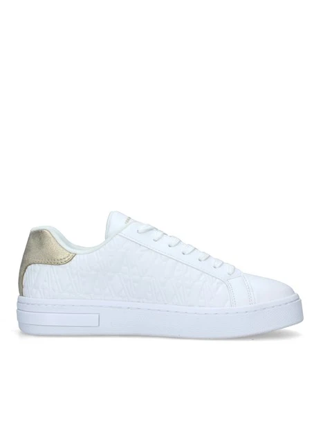 SNEAKERS BASSE CON TRAMA LOGO DONNA BIANCO ORO