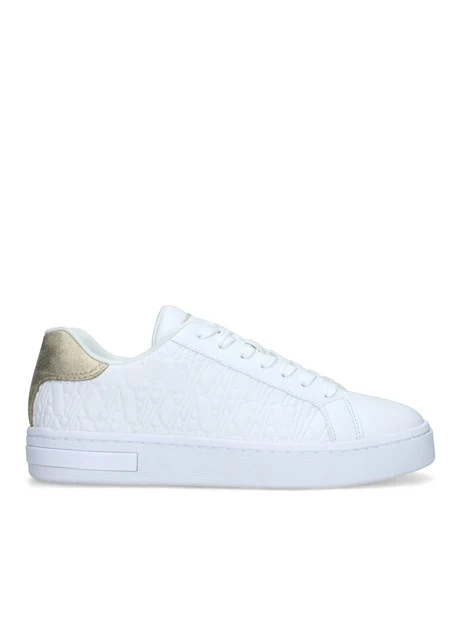 SNEAKERS BASSE CON TRAMA LOGO DONNA BIANCO ORO