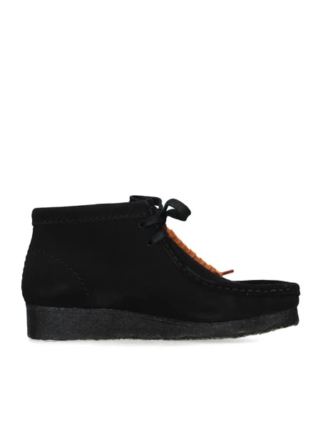 STIVALETTI TACCO BASSO CLARKS ORIGINALS WALLABEE DONNA NERO