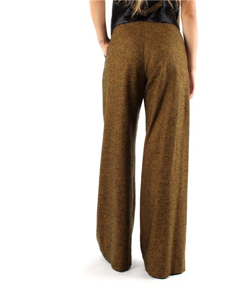 PANTALONI PALAZZO IN MISTO LANA DONNA MARRONE