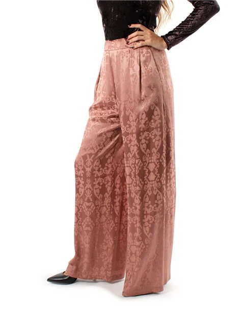 PANTALONI PALAZZO IN SATIN JACQUARD DONNA ROSA