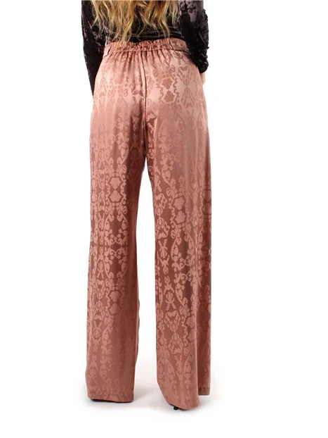 PANTALONI PALAZZO IN SATIN JACQUARD DONNA ROSA