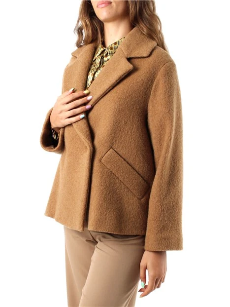 CAPPOTTO CORTO OVER IN PANNO DONNA BEIGE