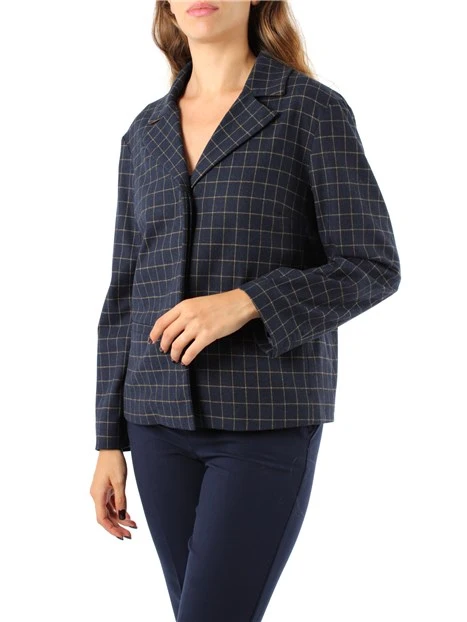 GIACCA BLAZER A QUADRETTI DONNA BLU