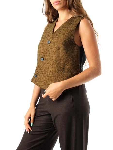 GILET CON CHIUSURA ASIMMETRICA DONNA BEIGE