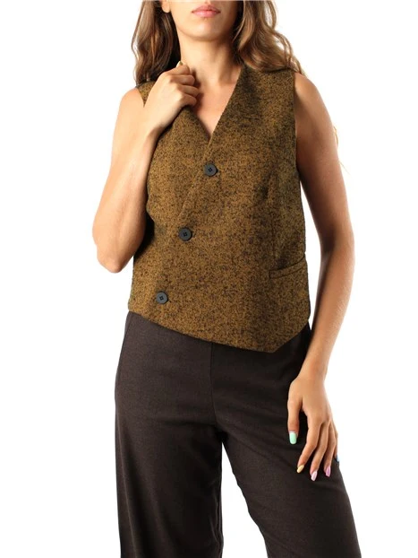 GILET CON CHIUSURA ASIMMETRICA DONNA BEIGE