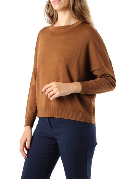 MAGLIA GIROCOLLO IN PURA LANA MERINO DONNA MARRONE