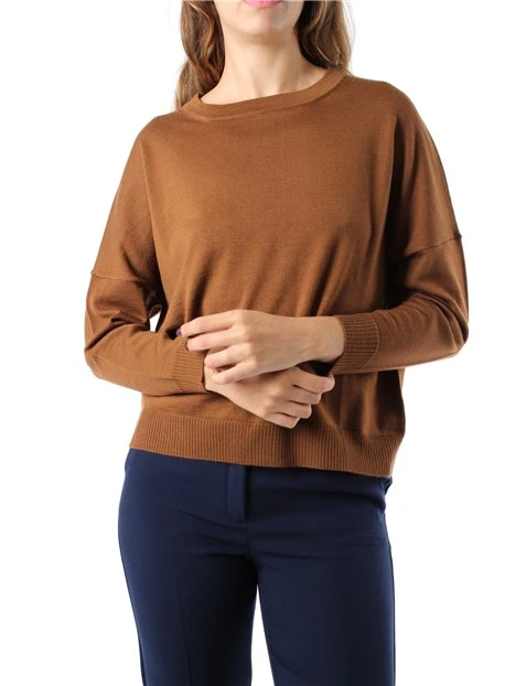 MAGLIA GIROCOLLO IN PURA LANA MERINO DONNA MARRONE