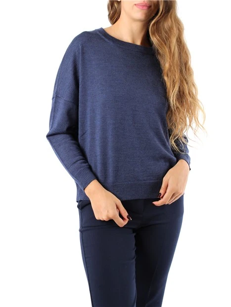 MAGLIA GIROCOLLO IN PURA LANA MERINO BLU