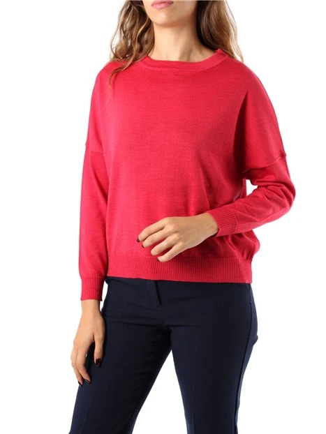 MAGLIA GIROCOLLO IN PURA LANA MERINO DONNA FUCSIA