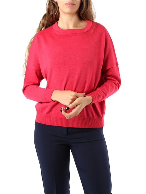 MAGLIA GIROCOLLO IN PURA LANA MERINO DONNA FUCSIA