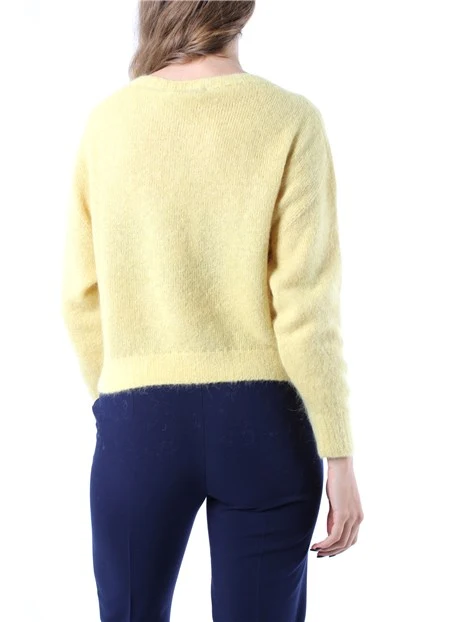 MAGLIA GIROCOLLO IN MISTO ALPACA E LANA DONNA GIALLO