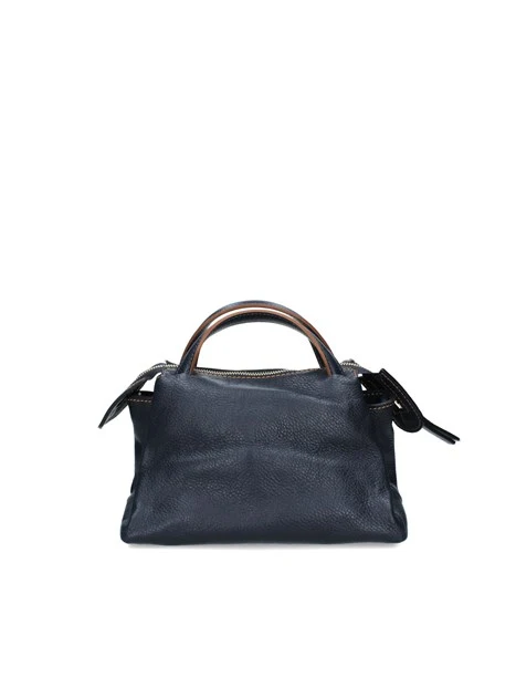 BORSA A MANO IN VERA PELLE CON INSERTI MARRONE DONNA BLU