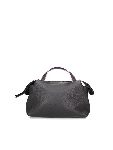 BORSA A MANO IN VERA PELLE CON INSERTI ROSA DONNA NERO