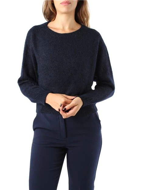 MAGLIA GIROCOLLO IN MISTO ALPACA E LANA DONNA BLU