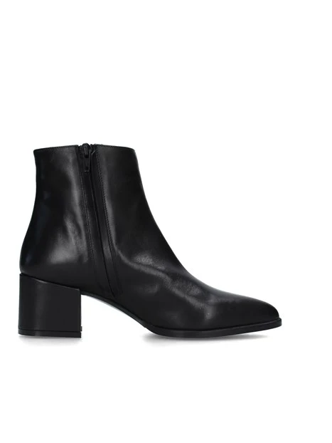 STIVALETTI TACCO BASSO IN PELLE DONNA NERO