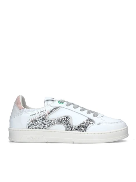 SNEAKERS BASSE CON INSERTI GLITTER DONNA GRIGIO