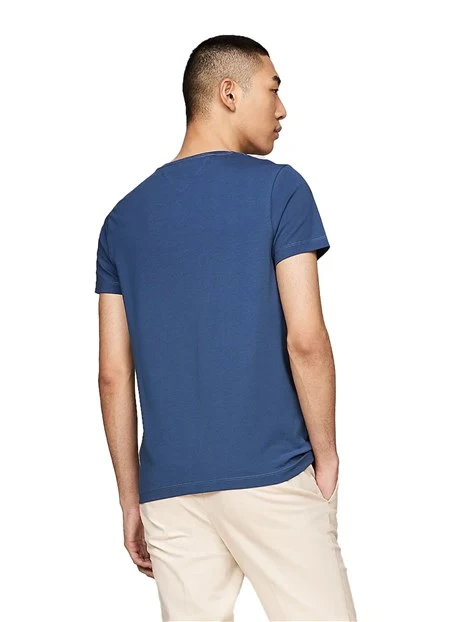 T-SHIRT MANICA CORTA CON LOGO RICAMATO IN COTONE UOMO BLU