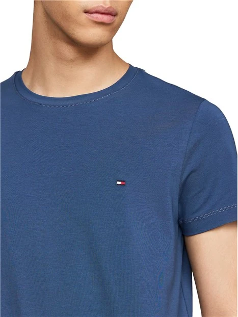 T-SHIRT MANICA CORTA CON LOGO RICAMATO IN COTONE UOMO BLU