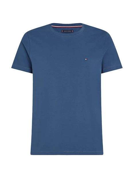 T-SHIRT MANICA CORTA CON LOGO RICAMATO IN COTONE UOMO BLU