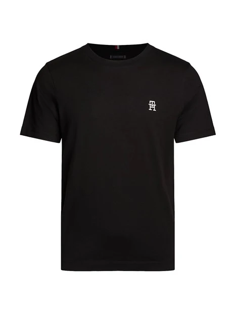 T-SHIRT MANICA CORTA CON LOGO RICAMATO SUL PETTO UOMO NERO