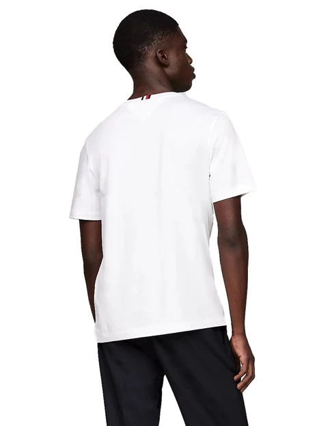 T-SHIRT MANICA CORTA CON LOGO RICAMATO SUL PETTO UOMO BIANCO