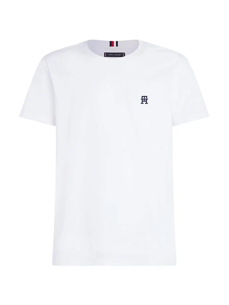 T-SHIRT MANICA CORTA CON LOGO RICAMATO SUL PETTO UOMO BIANCO