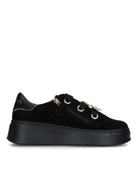 SNEAKERS PLATFORM CON GIOIELLO DONNA NERO