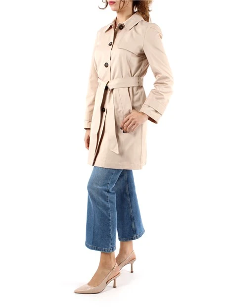 TRENCH ANTIGOCCIA IN MISTO COTONE DONNA ECRU