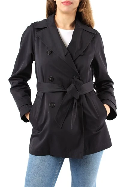 TRENCH IN GABARDINE DI COTONE DONNA BLU