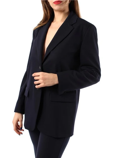 GIACCA BLAZER MONOPETTO OVERSIZE IN MISTO VISCOSA DONNA BLU