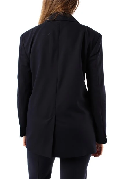 GIACCA BLAZER MONOPETTO OVERSIZE IN MISTO VISCOSA DONNA BLU