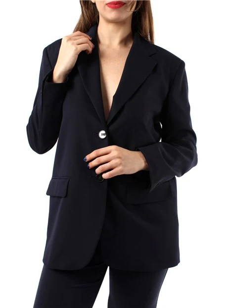 GIACCA BLAZER MONOPETTO OVERSIZE IN MISTO VISCOSA DONNA BLU